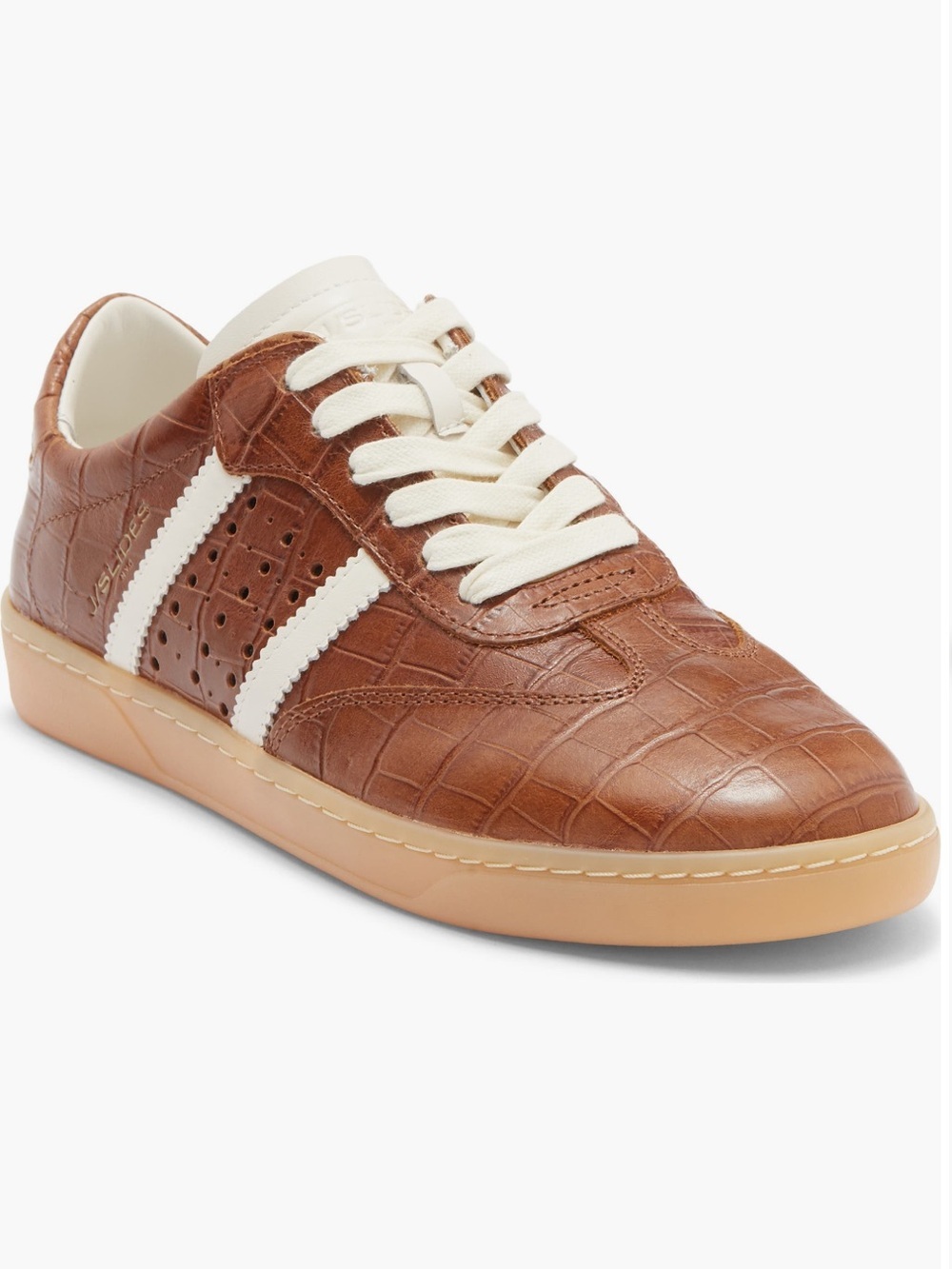 JSlides Women’s Tan Croc Embossed Leather Hunter Sz 8 NWB